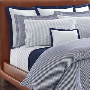 RALPH LAUREN HOME Organic Cotton Tattersall Sheeting KING FLAT $245